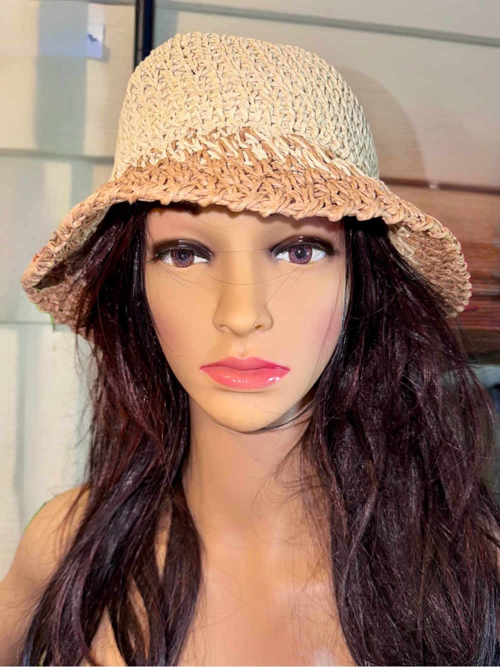 EUGENIA KIM Straw Two-Tone Crochet Bucket Hat - Picture 10 of 16